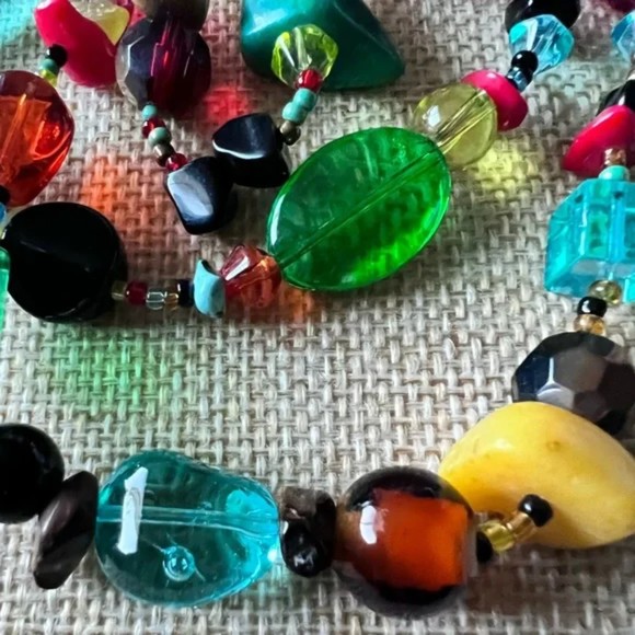 Muti Semi precious stones and Glass 3 Strands .925 Findings - Picture 5 of 11